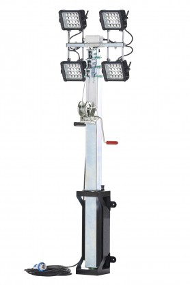 Belysningstorn mobil med reglerbar masthöjd 7m, 2x160W LED   