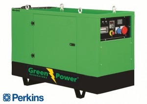 Perkins Elverk 10 kVA 8 kW ljudisolerad/täckt manuell startpanel