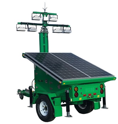 Tower lighting with drive source solar panel and rechargeable batteries