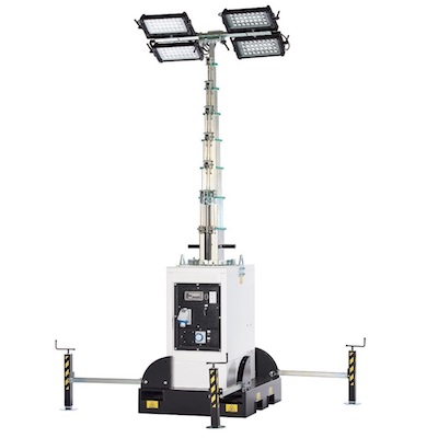 Belysningstorn mobil med reglerbar masthöjd 8,5m, 4x320W LED 