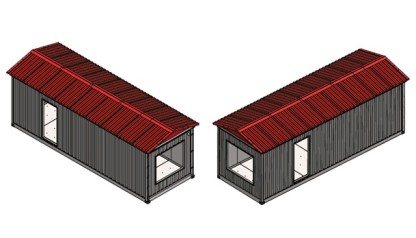 Containermoduler 10-20-30-40fot isolerade med sadeltak